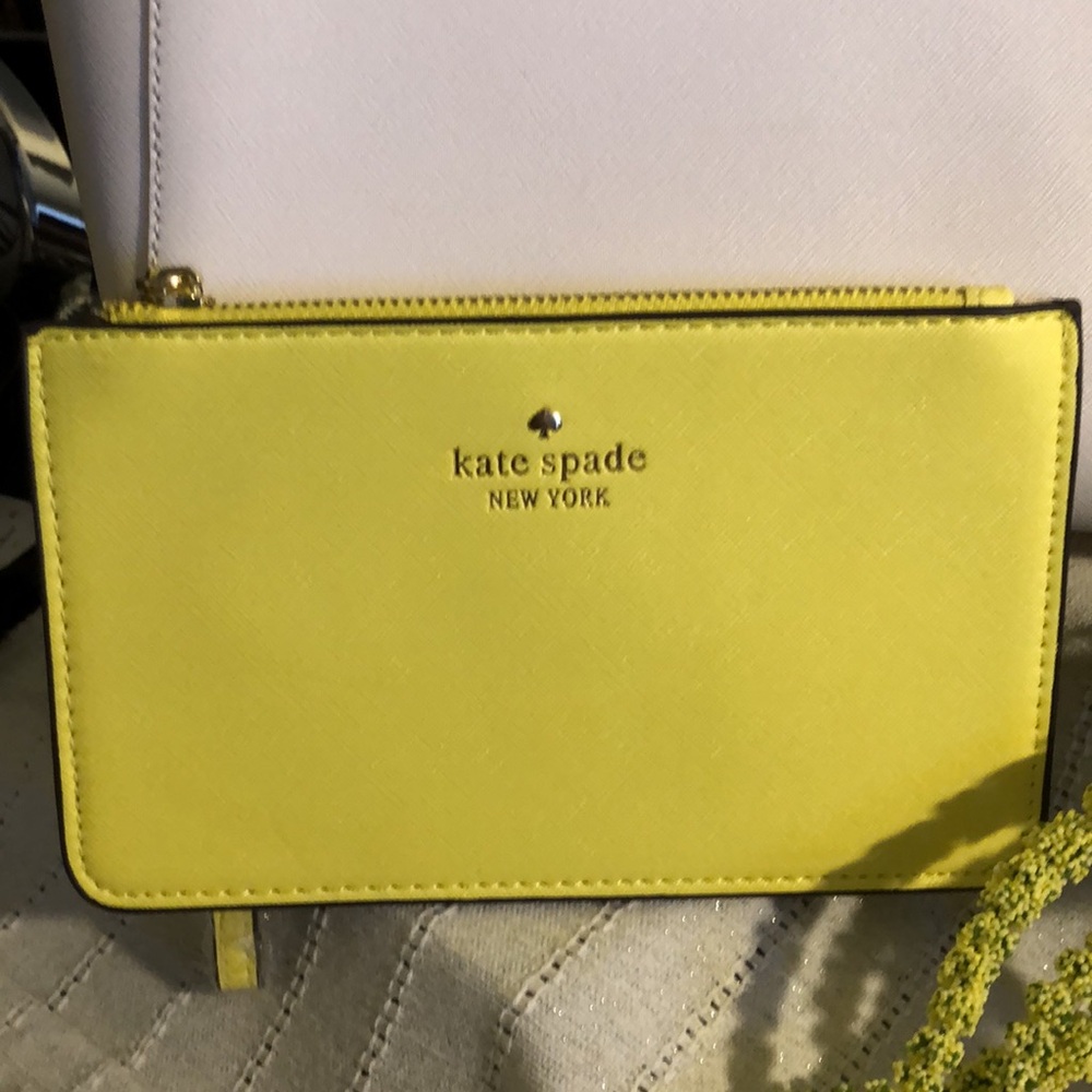 kate spade White Tote with Perforated BANANAS and Yellow Zip Wallet - Picture 3 of 9